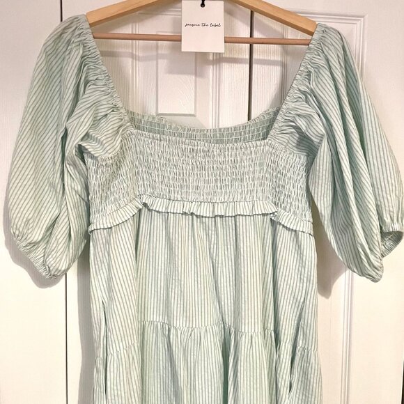 Jacquie The Label - Smocked Ruffle Nap Dress - Teal - Size L - Picture 3 of 5